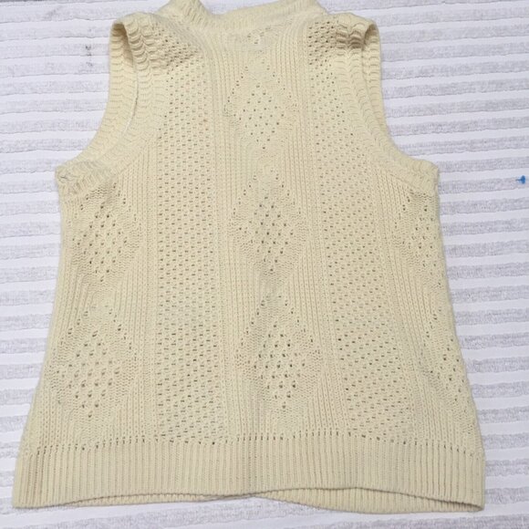 Vintage Sturbridge by Roosevelt V-Neck Knitted Sweater Vest Button-Front Cream - Picture 2 of 5